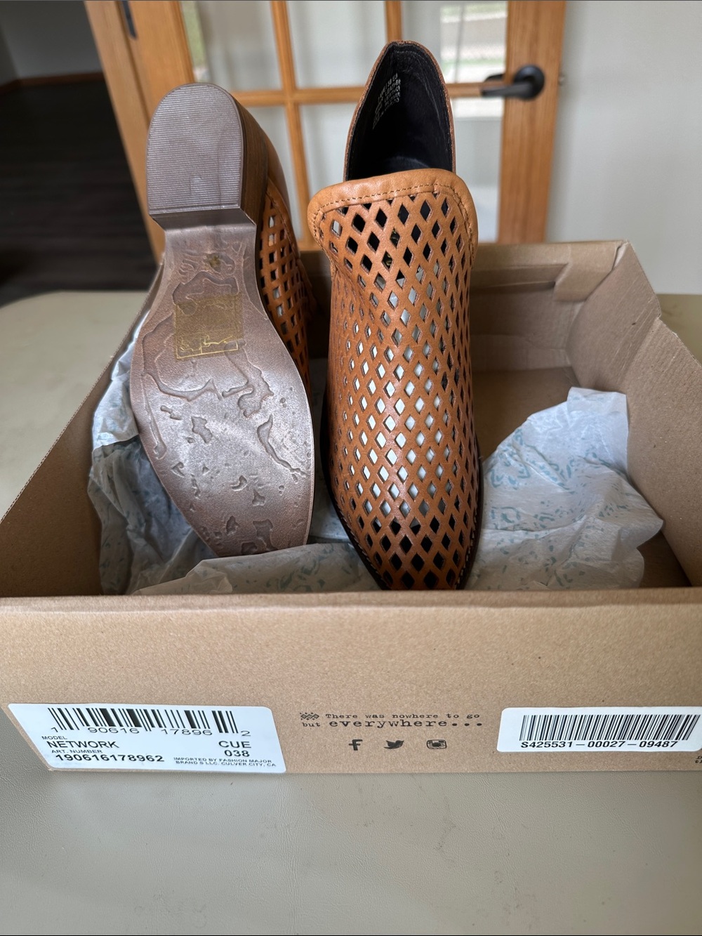 Musse & Cloud Woven Perforated Slip-On Mules — Brown